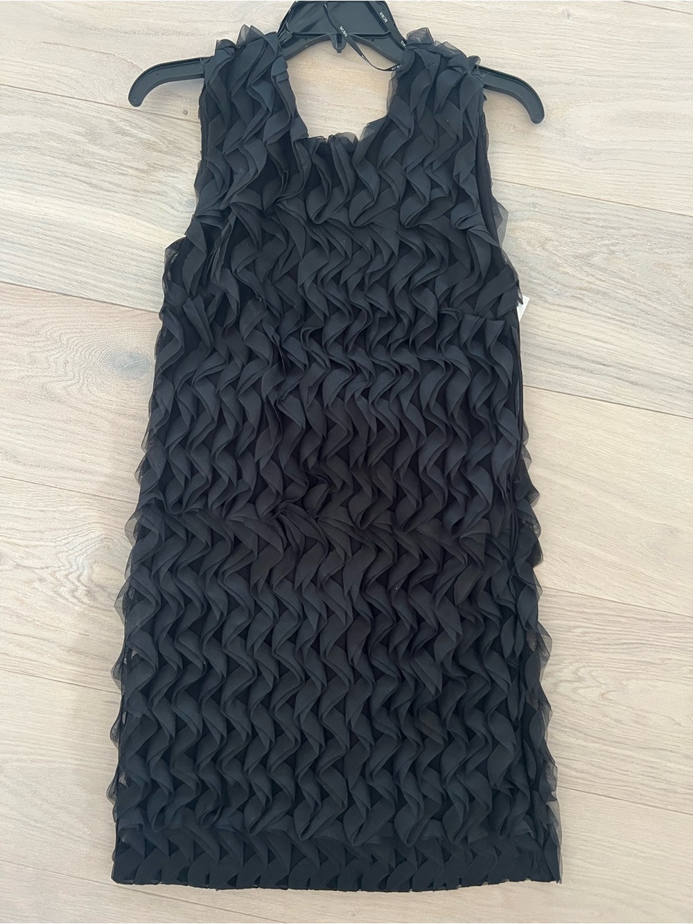BCBG Black Textured Ruffle Mini Dress